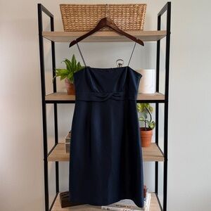 Ann Taylor Navy Spaghetti Strap Silky Feel Dress, 6